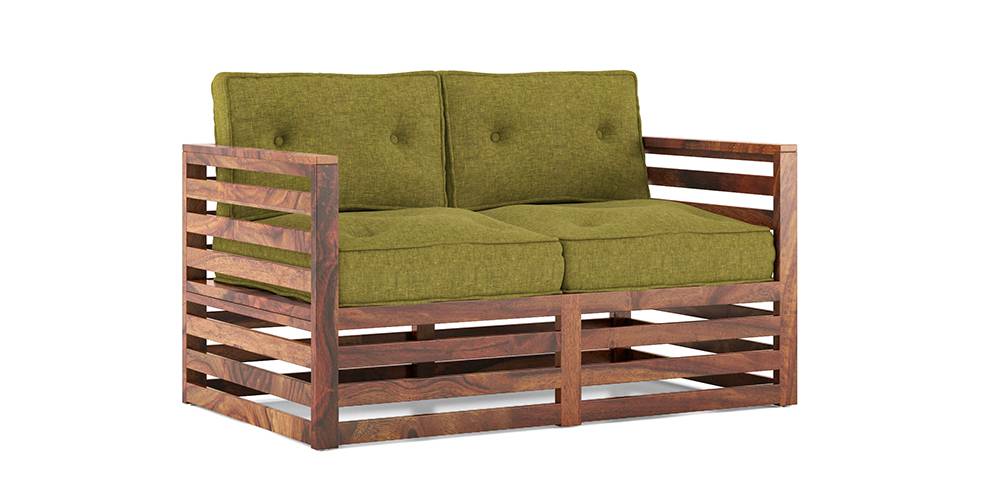 Raymond Wooden Sofa - Teak Finish (Green Olivia)